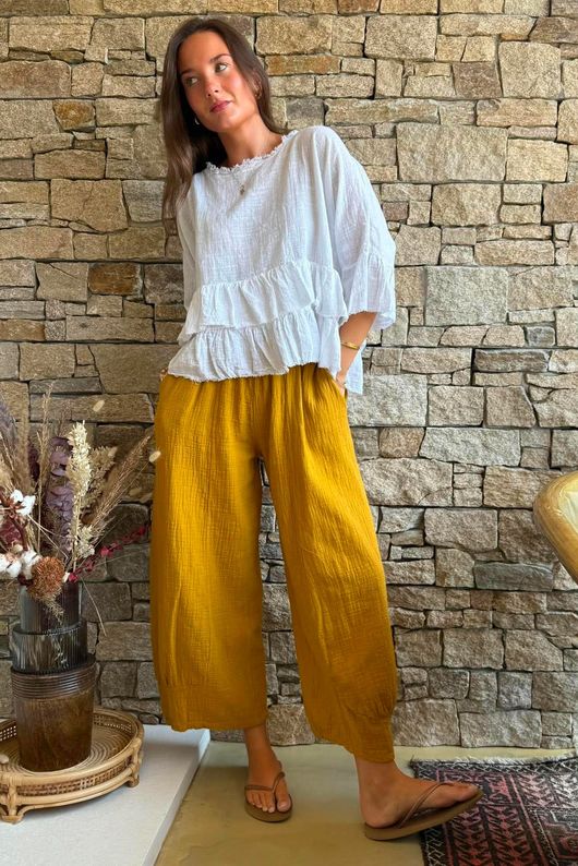 Santos Cushion Cotton Quirky Pant Tumeric?